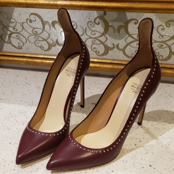 100% Authentic Francesco Russo Nappa Bordeaux Pump - Picture 2 of 13